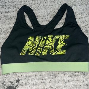 this is a nike green sports bra in a youth large
